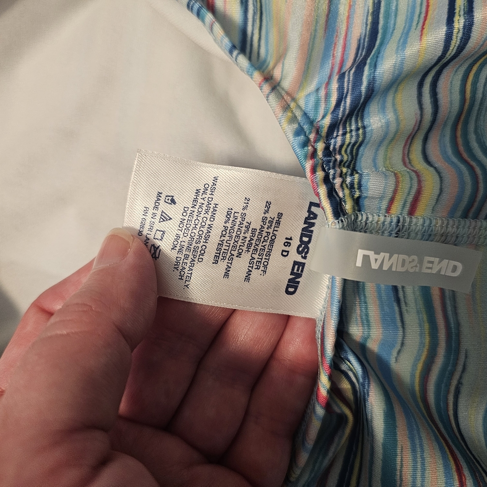 Lands' End Blue and Yellow One Piece Swimwear with Athletic Cut - Picture 4 of 4